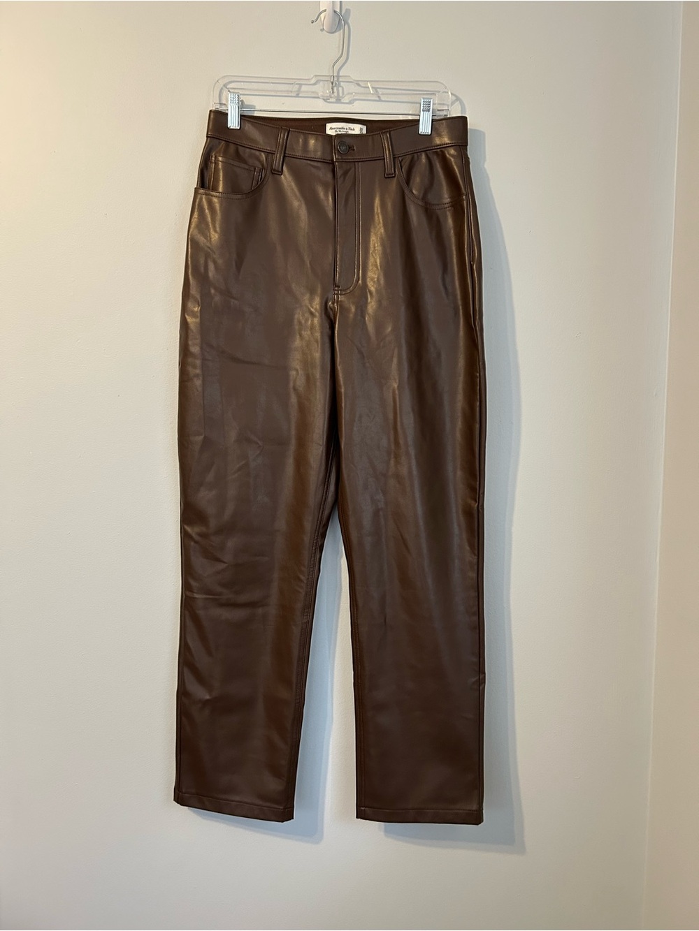 Abercrombie & Fitch Curve Love Faux Leather 90s Straight Ultra High Rise Pants